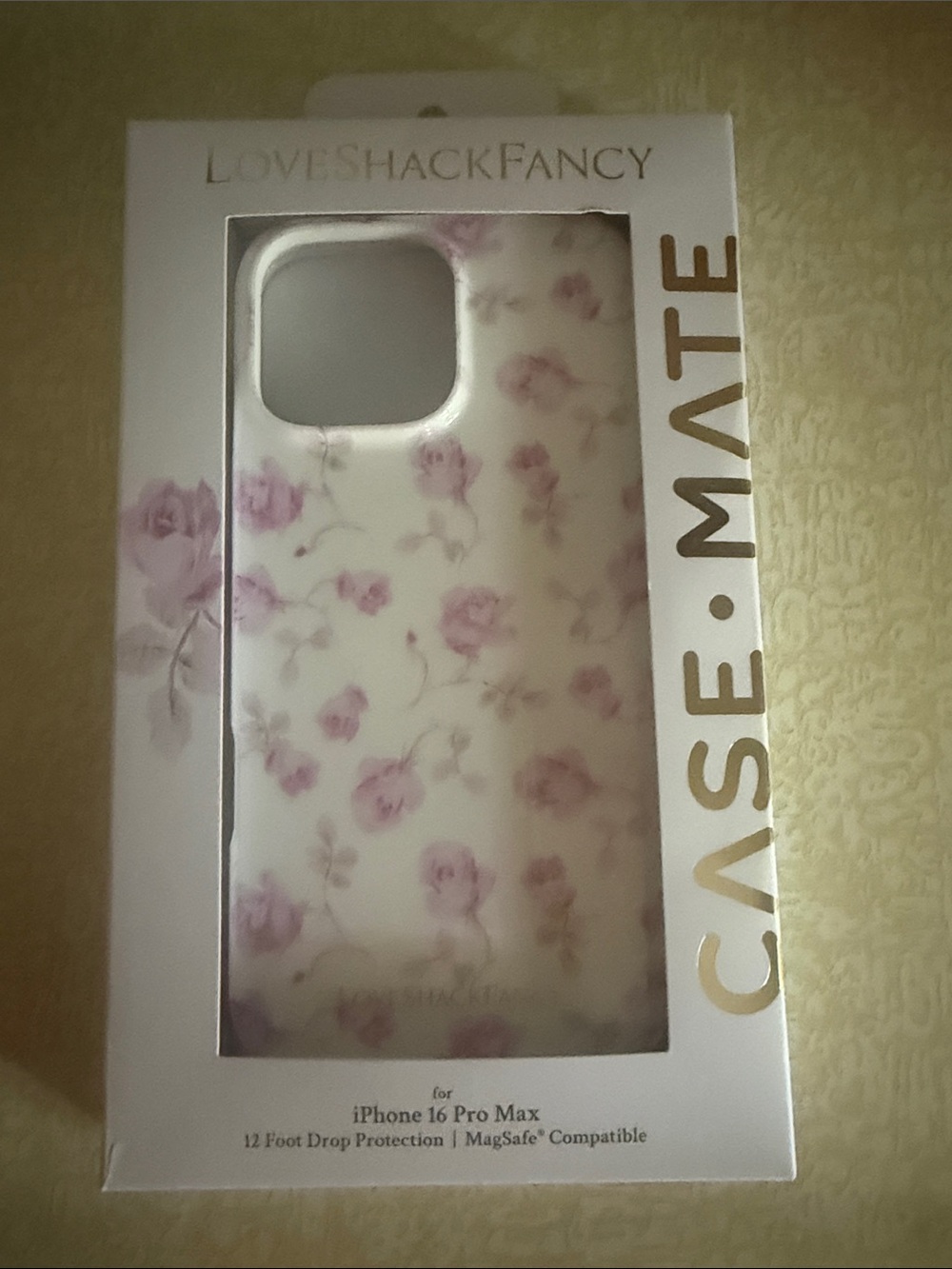 LoveShackFancy White Matte iPhone Case with Pink Rose Print